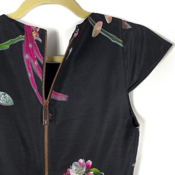 Ted Baker Zaldana Dress Black Mini Flight of the Orient Bird Print 2 US (0 Ted) - Picture 11 of 11